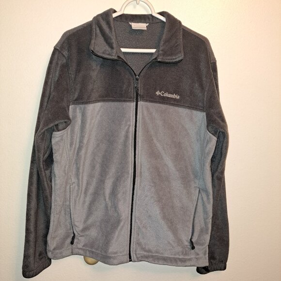 Columbia Men's 2-Tone Gray Fleece Soft Full Zip Up Jacket Size Large - Picture 1 of 9